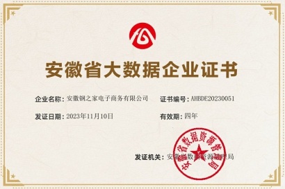 安徽省大数据企业证书